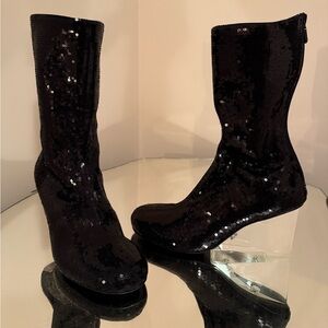 Alexander McQueen “Shard” Wedge Sequin Sock Boot US7.5